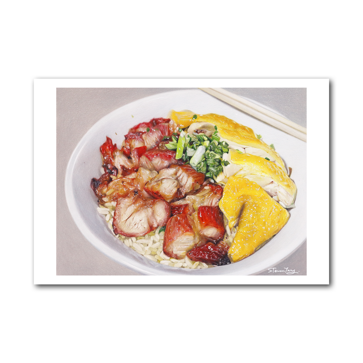 Postcard - Barbecue Pork and Chicken on Rice