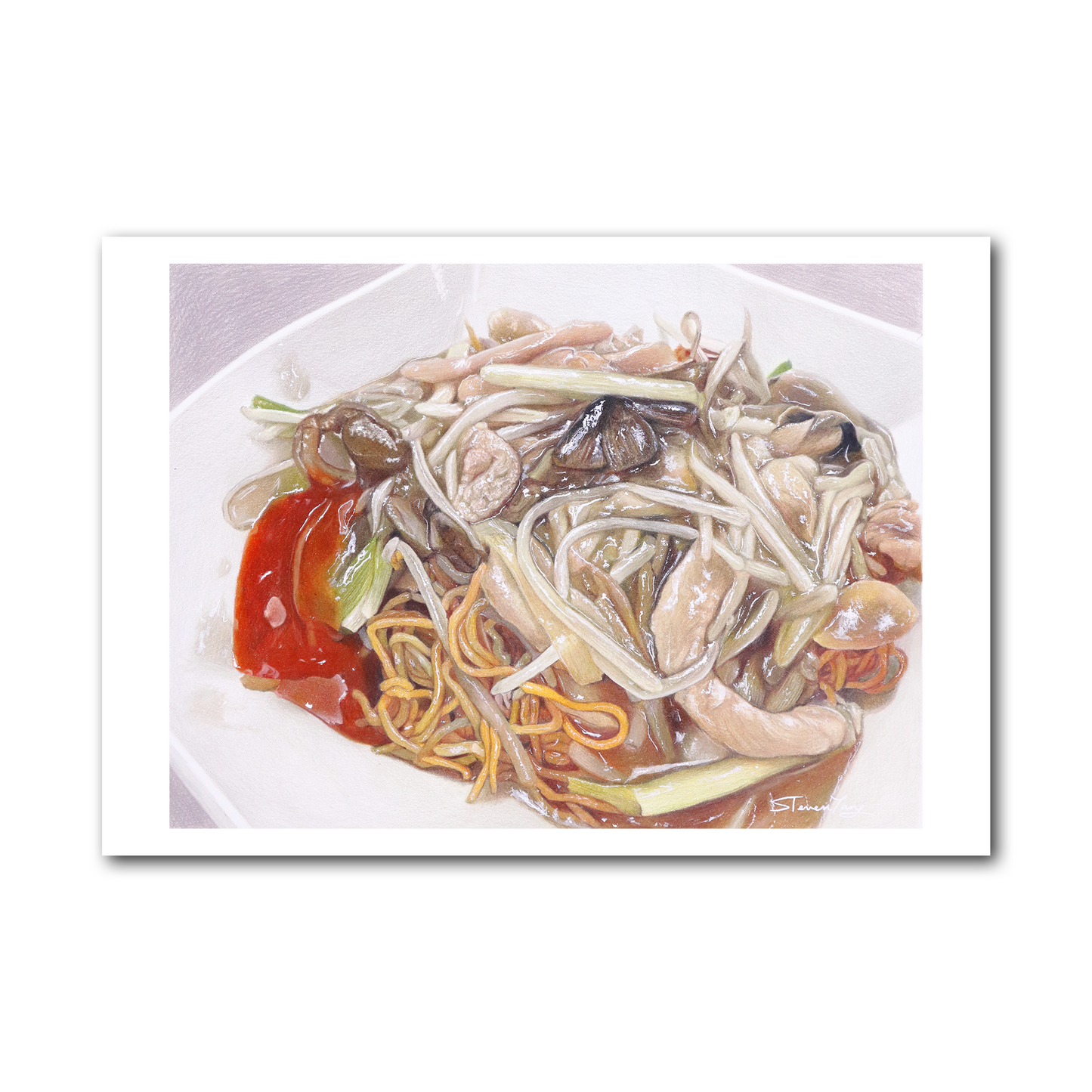 Postcard - Fried Noodles with Shredded Pork and Bean Sprouts