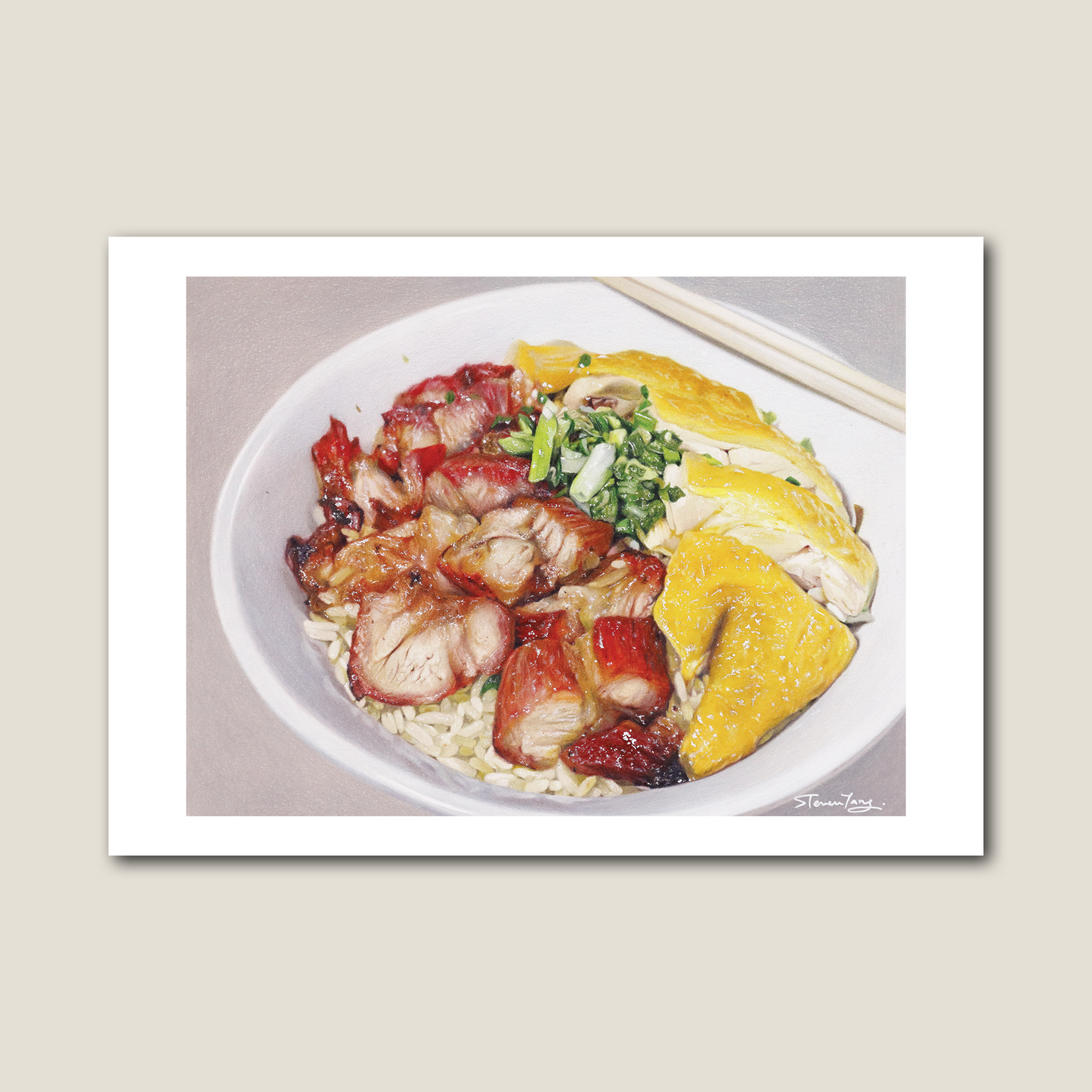 Postcard - Barbecue Pork and Chicken on Rice