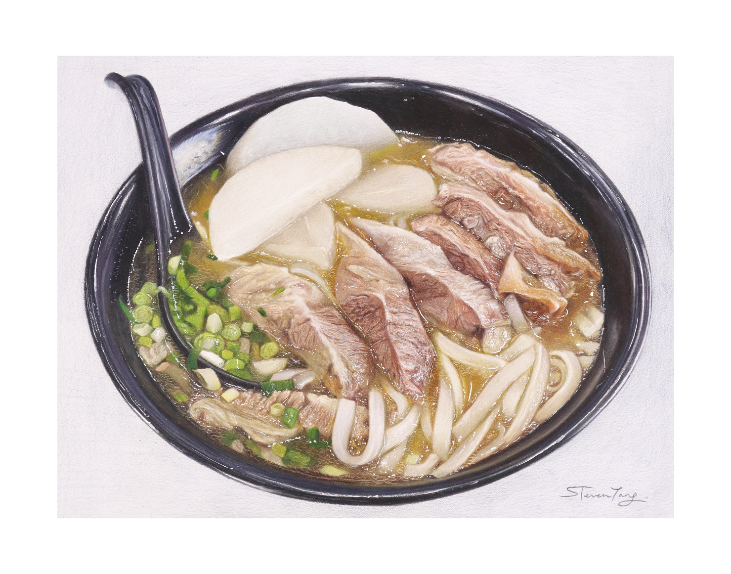 "崩沙牛腩河粉 Beef Brisket Rice Noodle" - 限量簽名印刷版畫 Signed Limited Edition Art Print