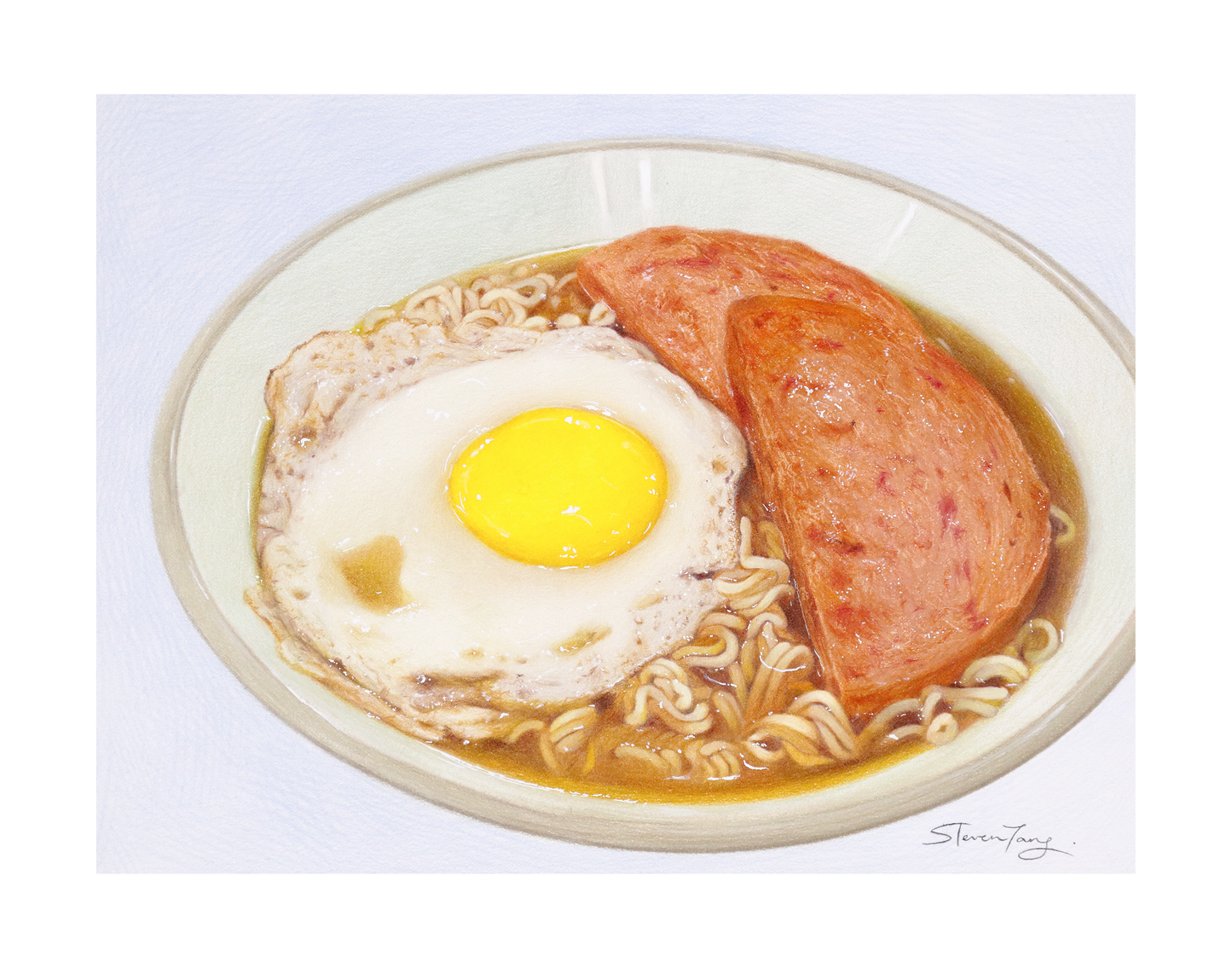 "餐蛋麵 Luncheon Meat and Fried Egg with Noodles" - 限量簽名印刷版畫 Signed Limited Edition Art Print