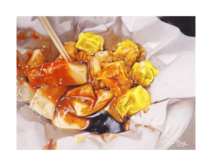 "腸粉燒賣 Rice Noodle Rolls with Siu Mai" - 限量簽名印刷版畫 Signed Limited Edition Art Print