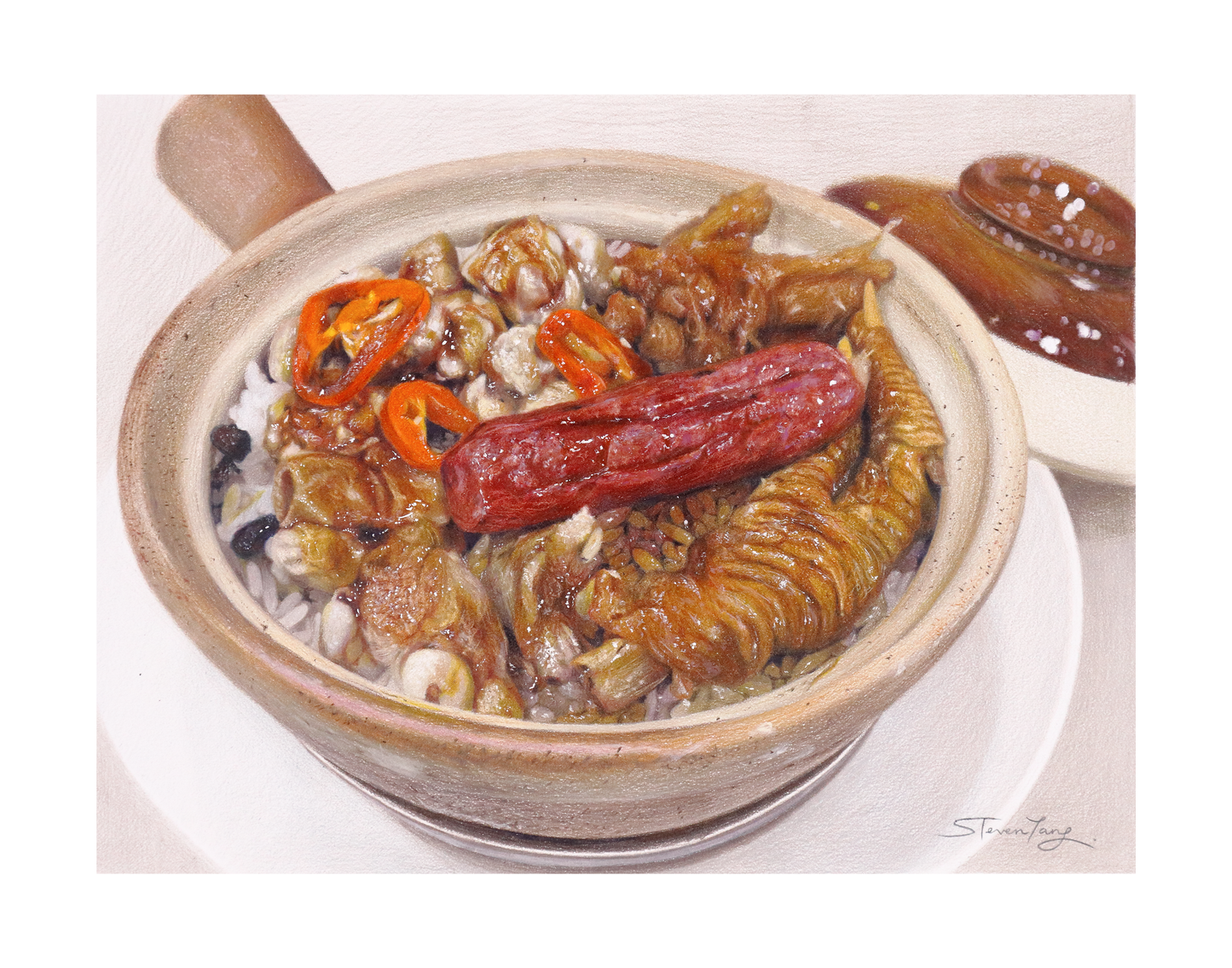 "鳳爪排骨煲仔飯 Claypot Rice with Chicken Feet and Spare Ribs" - 限量簽名印刷版畫 Signed Limited Edition Art Print